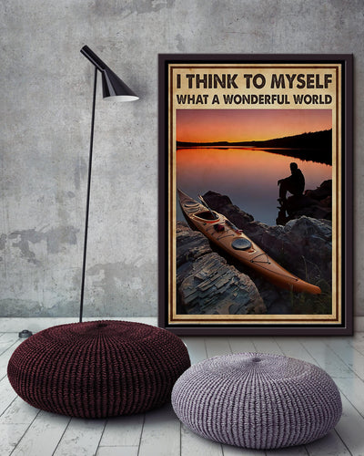 Rowing I Think To Myself What A Wonderful World Wall Art For Rowing Lover Beach House Decor Birthday Gift Framed Matte Canvas Framed Prints, Canvas