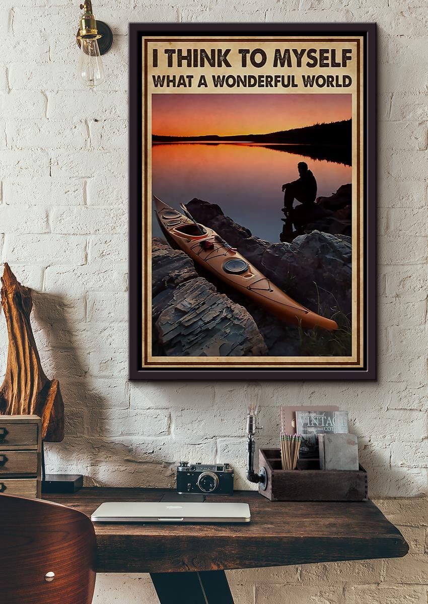 Rowing I Think To Myself What A Wonderful World Wall Art For Rowing Lover Beach House Decor Birthday Gift Framed Matte Canvas Framed Prints, Canvas
