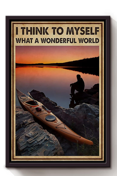 Rowing I Think To Myself What A Wonderful World Wall Art For Rowing Lover Beach House Decor Birthday Gift Framed Matte Canvas Framed Prints, Canvas
