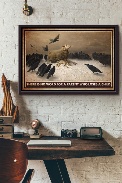 There Is No Word For A Parent Who Loses A Child Sheep Mother Loses Her Child Poster n Framed Matte Canvas