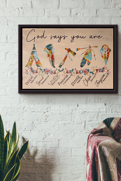 Native God Says You Are Poster n Framed Matte Canvas