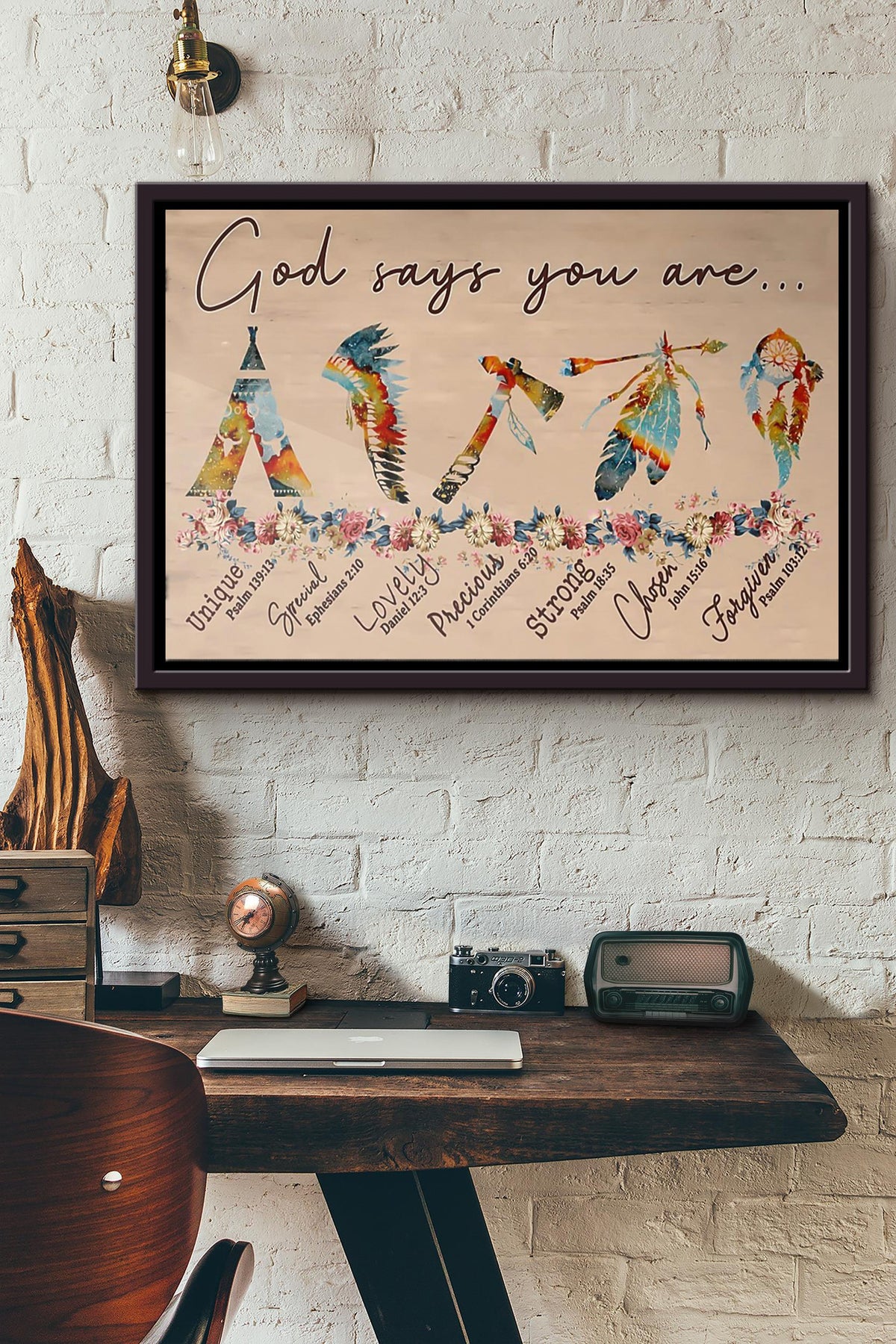 Native God Says You Are Poster n Framed Matte Canvas