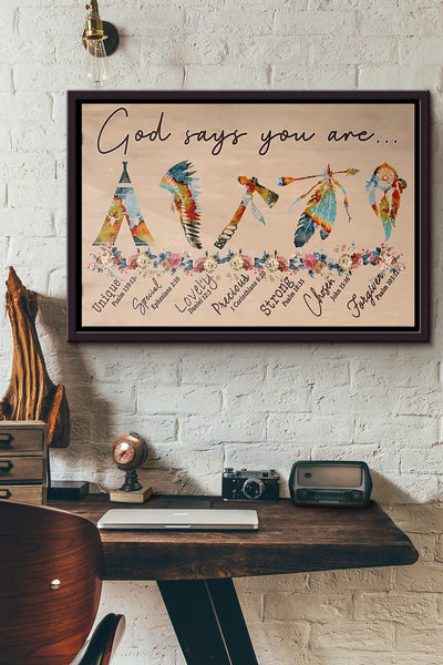 Native God Says You Are Poster n Framed Matte Canvas