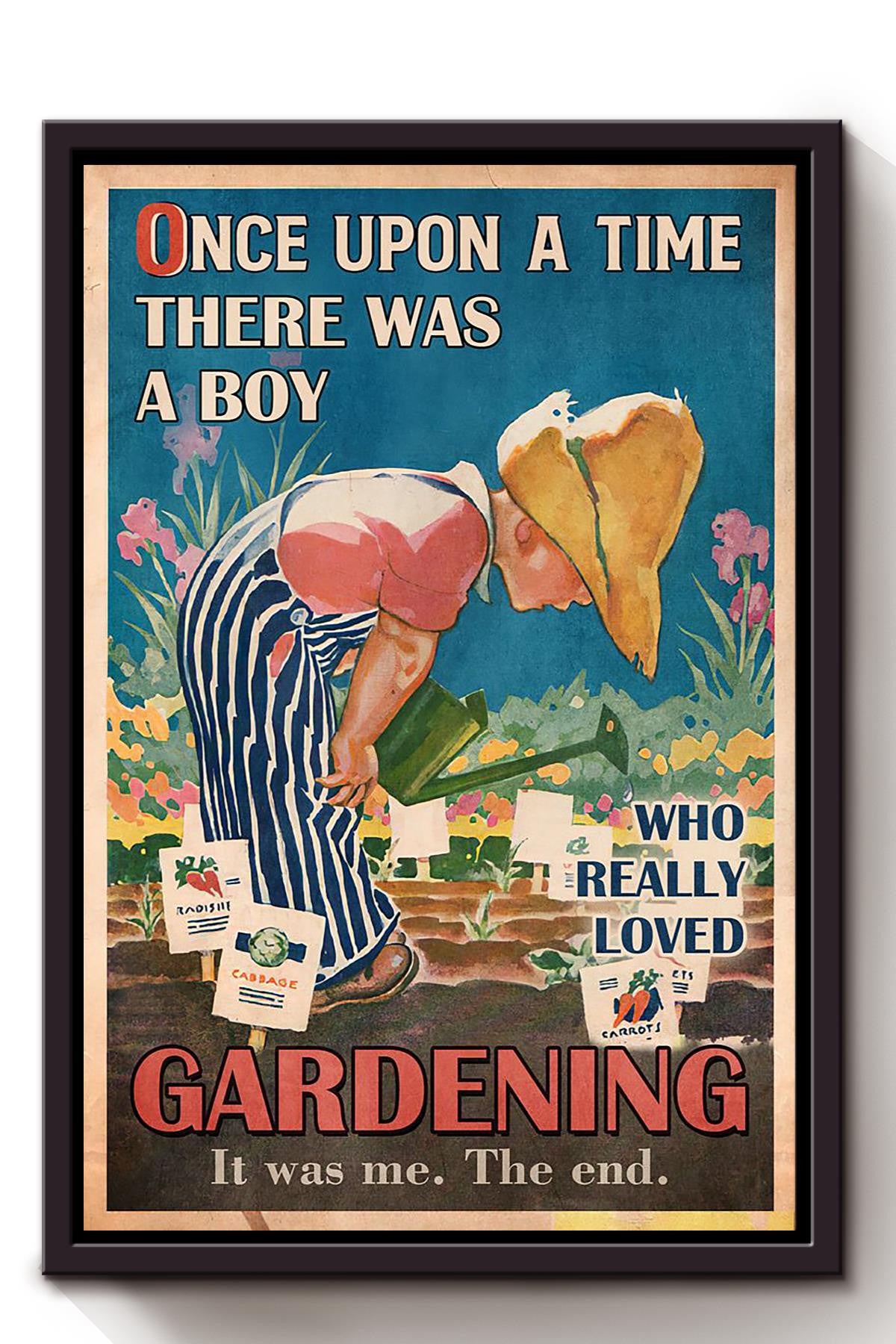 Once Upon A Time Boy Loved Gardening Gift For Gardener Plant Lover Plant Lady Framed Canvas