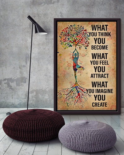 Tree Of Life Inspiration Quote Wall Art Gift For Yoga Girl Meditation Lover Framed Canvas Framed Prints, Canvas