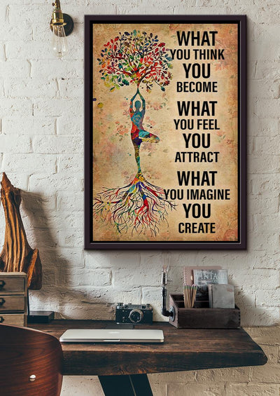 Tree Of Life Inspiration Quote Wall Art Gift For Yoga Girl Meditation Lover Framed Canvas Framed Prints, Canvas