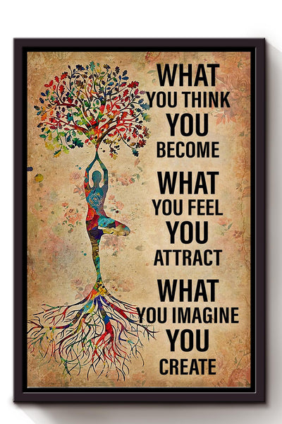 Tree Of Life Inspiration Quote Wall Art Gift For Yoga Girl Meditation Lover Framed Canvas Framed Prints, Canvas