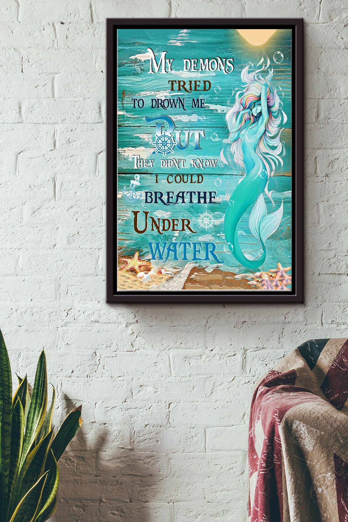 My Demons Try To Drown Me Canvas Wall Art Poster Anniversary Birthday Christmas Housewarming Gift Home Decor Framed Matte Canvas Framed Prints, Canvas