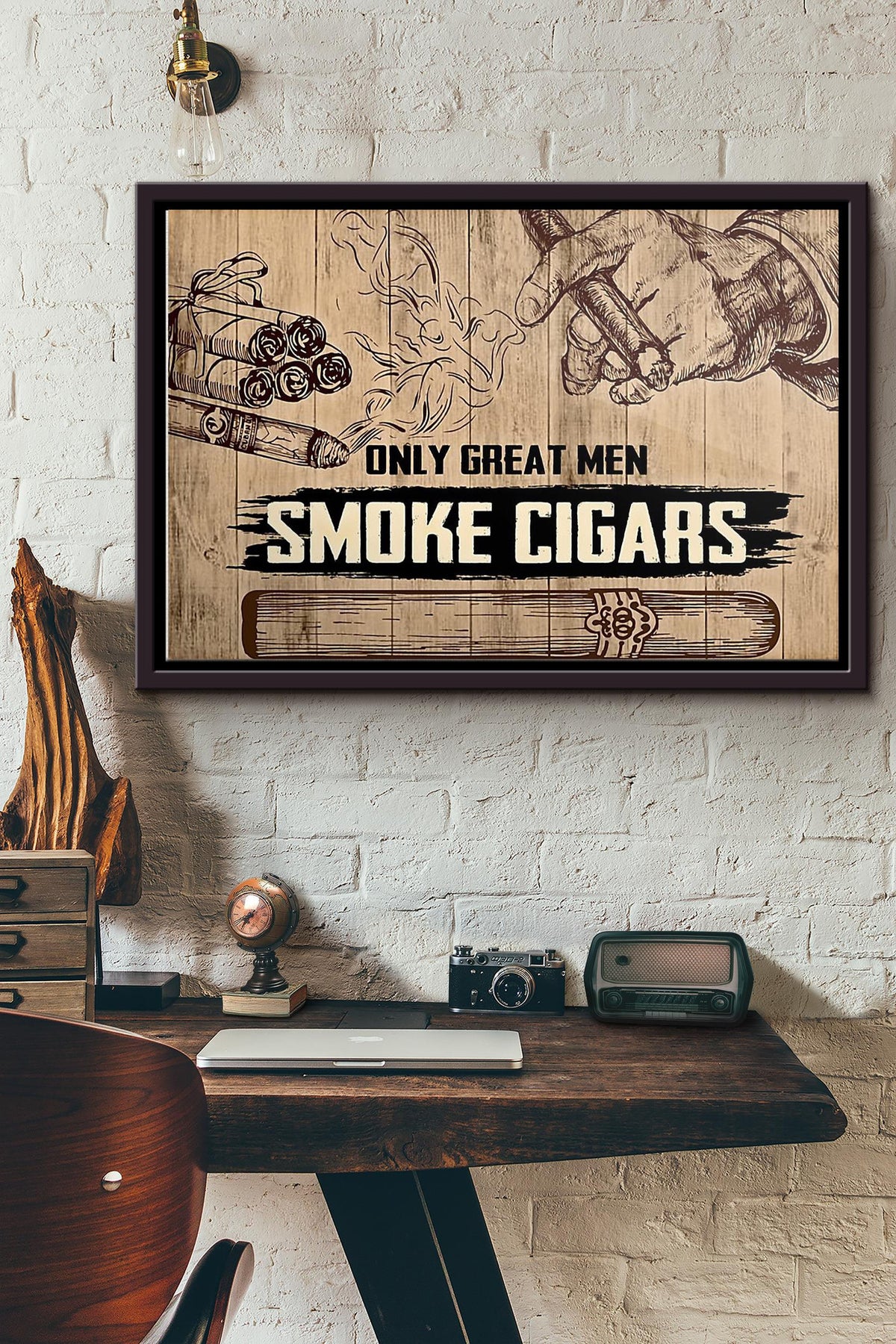 Only Great Men Smoke Cigars Poster n Framed Matte Canvas