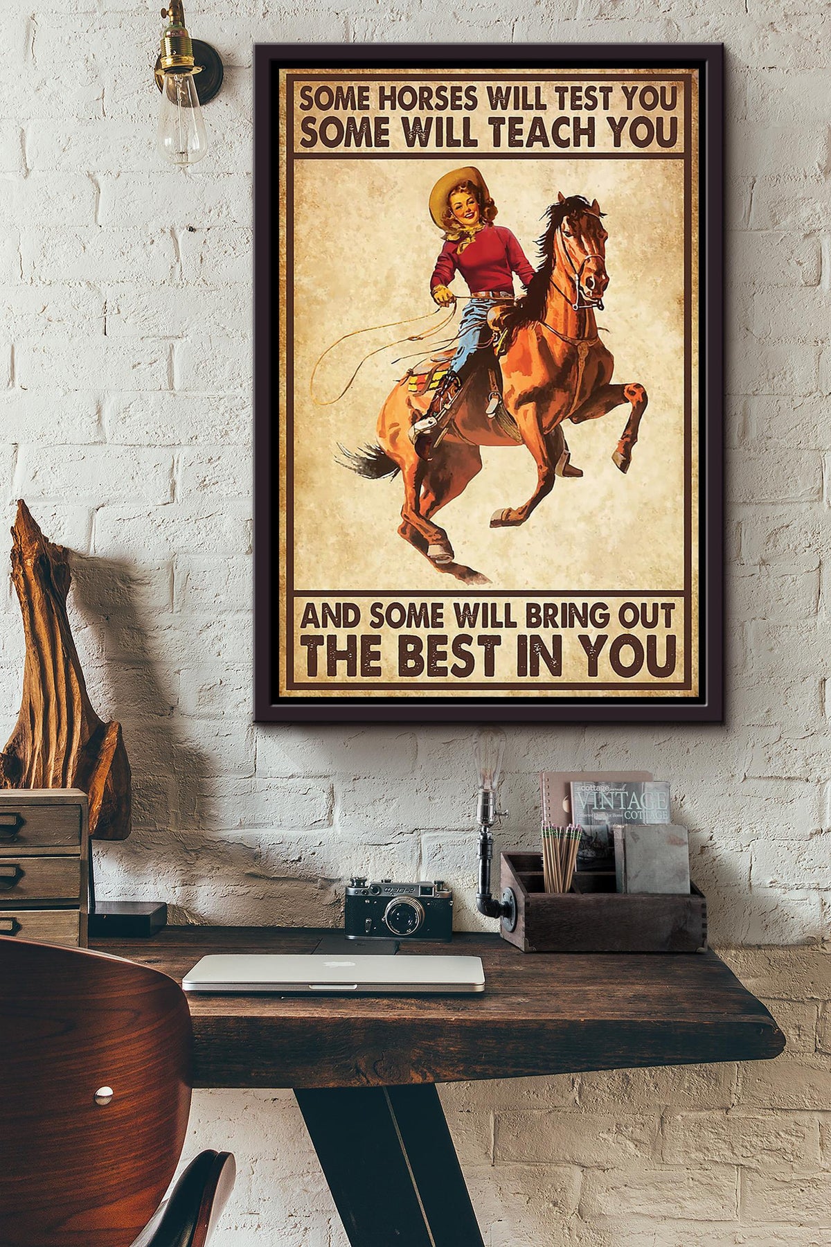 Some Horses Will Test You Running Horse Wall Art Gift For Horse Lover Horseback Rider Cowboy Cowgirl Framed Canvas Framed Prints, Canvas