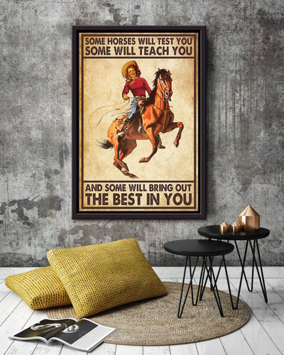 Some Horses Will Test You Running Horse Wall Art Gift For Horse Lover Horseback Rider Cowboy Cowgirl Framed Canvas Framed Prints, Canvas