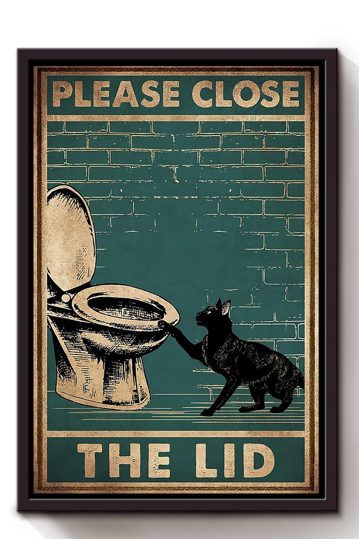 Please Close The Lid Funny Meme For Bathroom Decor Housewarming Framed Canvas