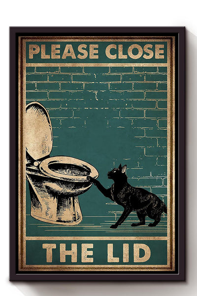 Please Close The Lid Funny Meme For Bathroom Decor Housewarming Framed Canvas