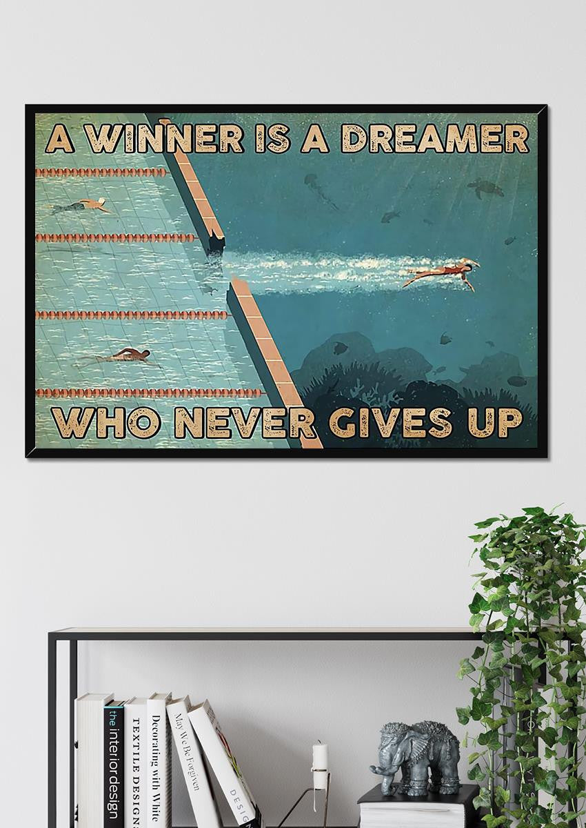 Swimming Dreamer Inspiration Quote Wall Art For Home Decor Swimmer Gift Birthday Gift Framed Prints, Canvas