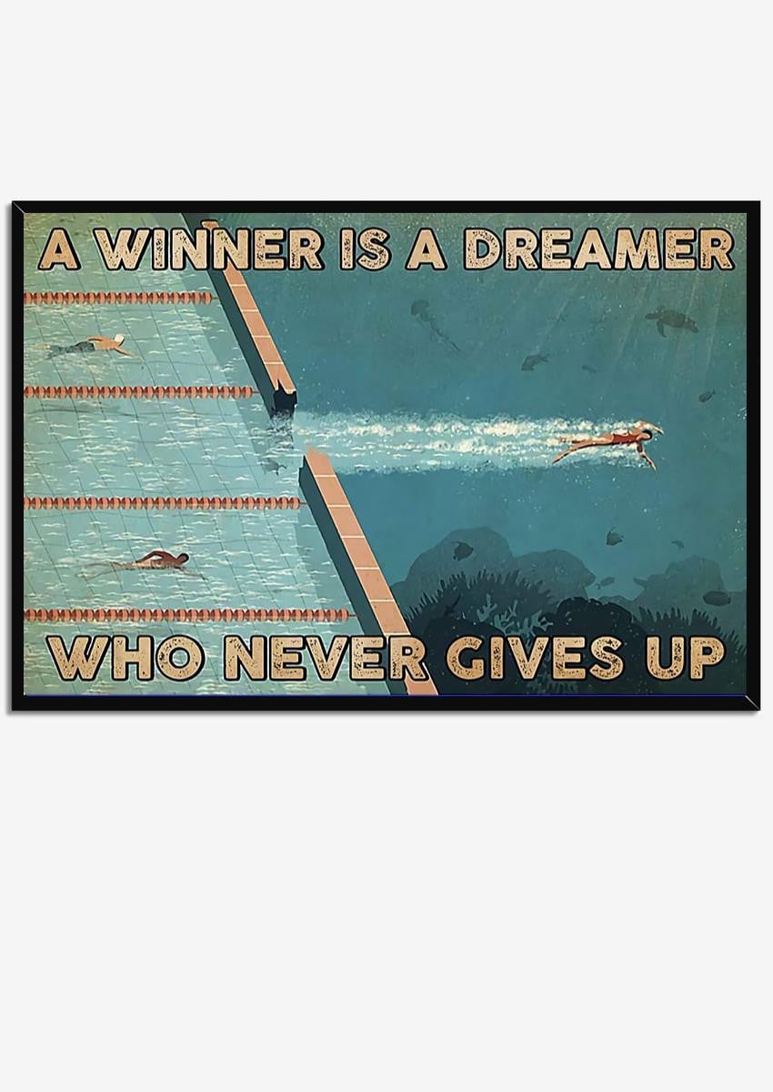 Swimming Dreamer Inspiration Quote Wall Art For Home Decor Swimmer Gift Birthday Gift Framed Prints, Canvas