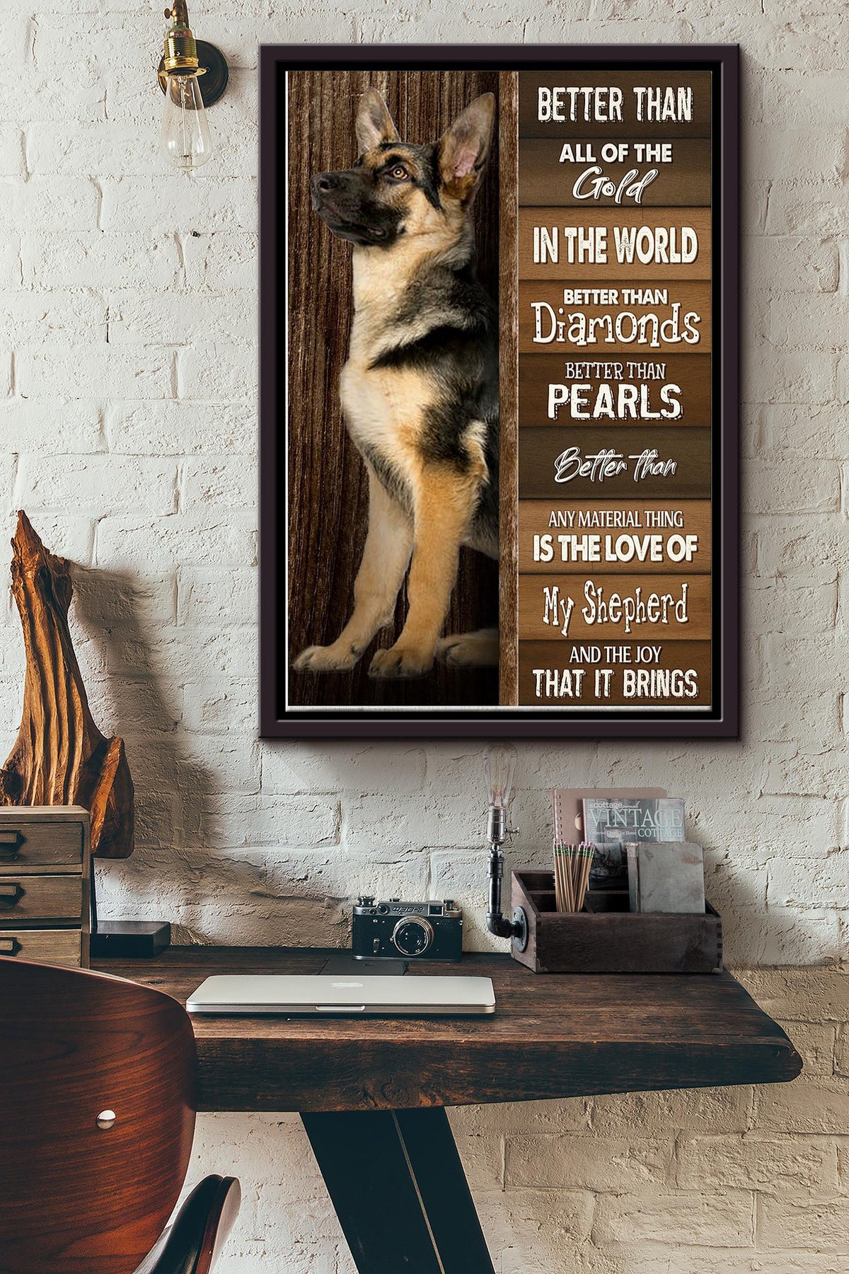My German Shepherd Dog And The Joy That It Brings Poster Framed Matte Canvas