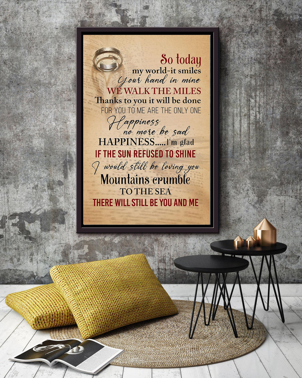 Thank You Lyrics Wall Art For  Fan Couple Valentine Framed Matte Canvas Framed Prints, Canvas