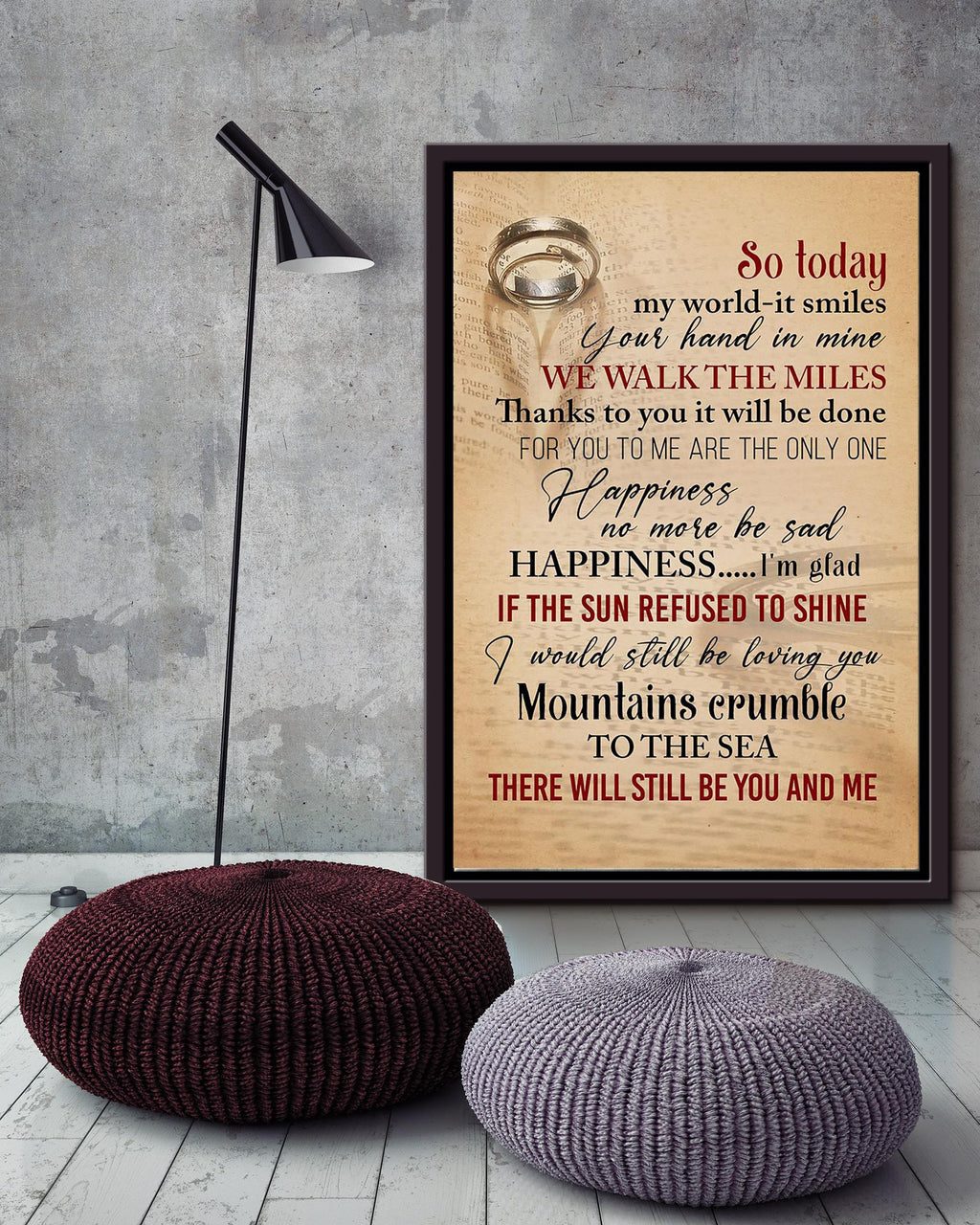 Thank You Lyrics Wall Art For  Fan Couple Valentine Framed Matte Canvas Framed Prints, Canvas