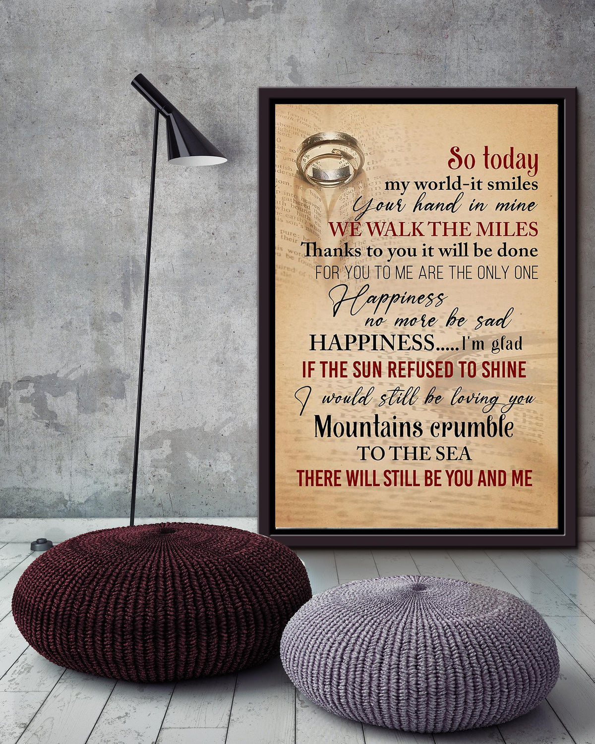 Thank You Lyrics Wall Art For  Fan Couple Valentine Framed Matte Canvas Framed Prints, Canvas