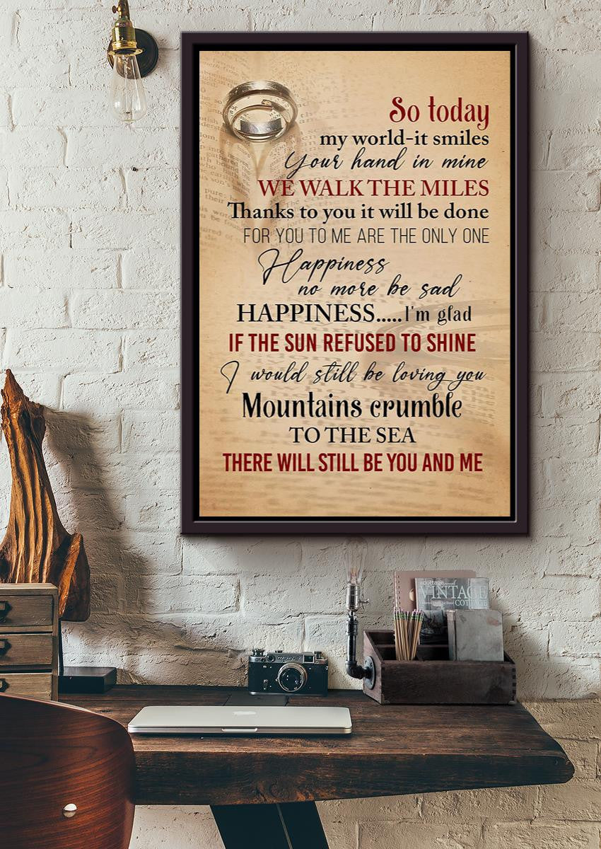 Thank You Lyrics Wall Art For  Fan Couple Valentine Framed Matte Canvas Framed Prints, Canvas