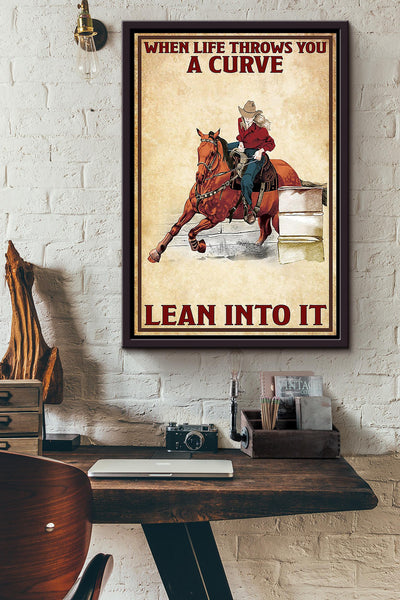 When Life Throws You A Curve Running Horse Wall Art Gift For Horse Lover Horseback Rider Cowboy Cowgirl Framed Canvas Framed Prints, Canvas
