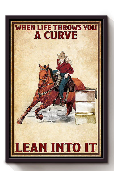 When Life Throws You A Curve Running Horse Wall Art Gift For Horse Lover Horseback Rider Cowboy Cowgirl Framed Canvas Framed Prints, Canvas