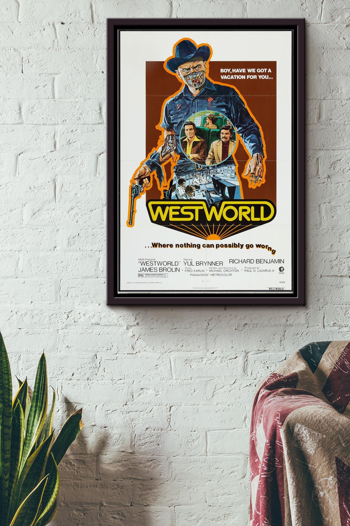 Vintage WestWorld Poster Magnet Framed Matte Canvas