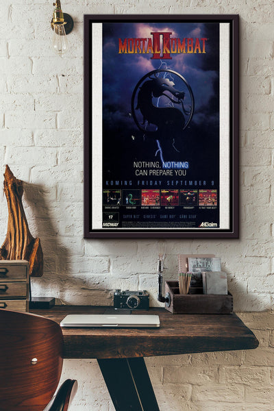 Original Mortal Kombat Vintage Poster Framed Matte Canvas