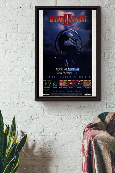 Original Mortal Kombat Vintage Poster Framed Matte Canvas