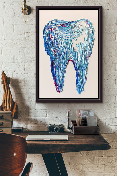 Tooth Dentist Abstract Color Poster Framed Matte Canvas