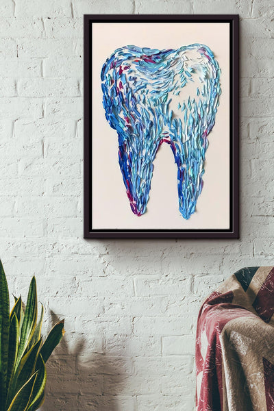 Tooth Dentist Abstract Color Poster Framed Matte Canvas
