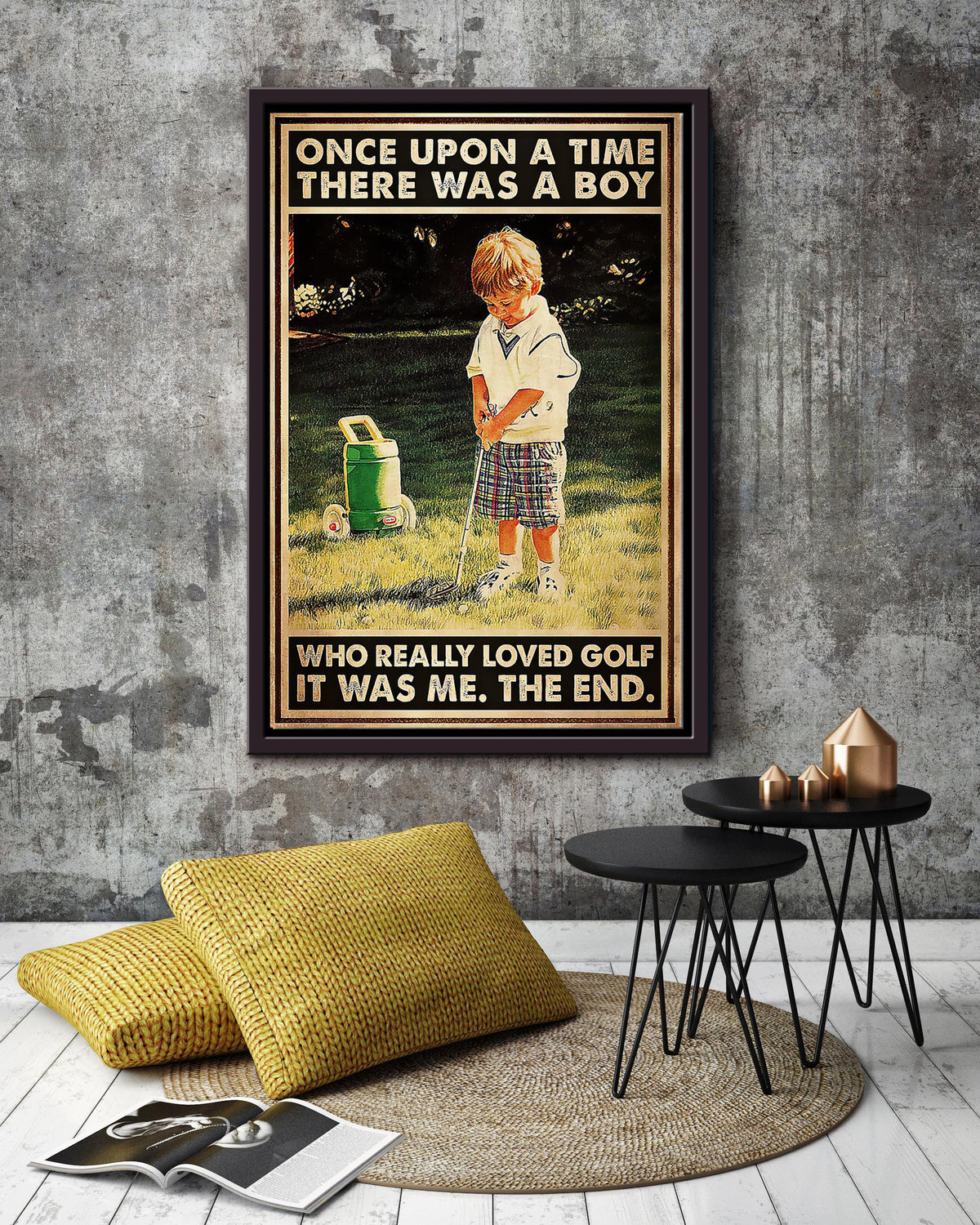 Once Upon A Time Boy Loved Golf Wall Art For Kid's Bedroom Decor Framed Matte Canvas Framed Prints, Canvas