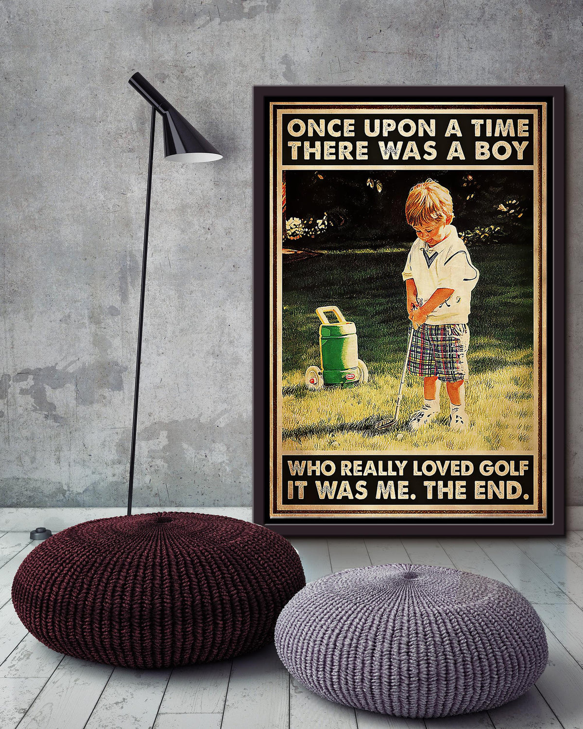 Once Upon A Time Boy Loved Golf Wall Art For Kid's Bedroom Decor Framed Matte Canvas Framed Prints, Canvas