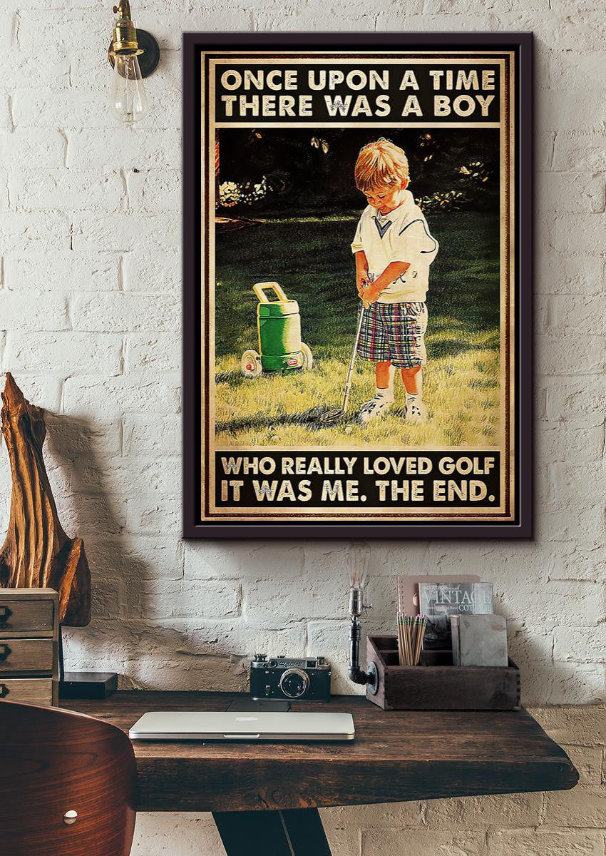 Once Upon A Time Boy Loved Golf Wall Art For Kid's Bedroom Decor Framed Matte Canvas Framed Prints, Canvas