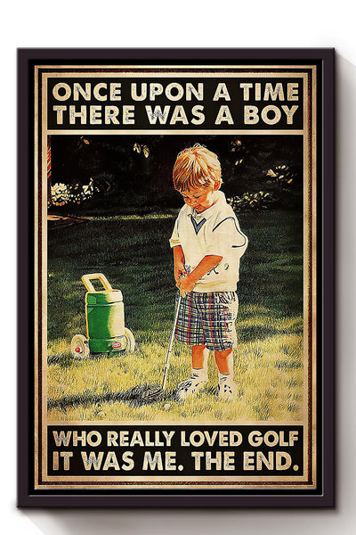 Once Upon A Time Boy Loved Golf Wall Art For Kid's Bedroom Decor Framed Matte Canvas Framed Prints, Canvas