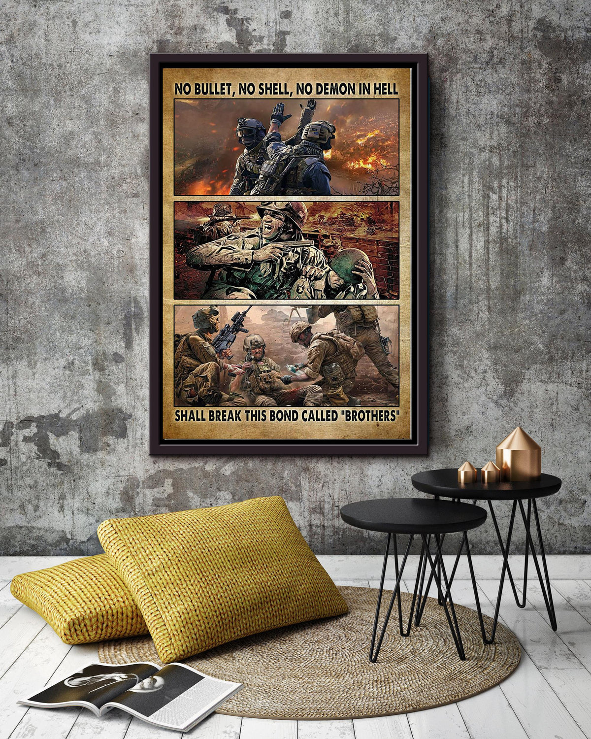 Veteran No Bullet No Shell No Demon In Hell Veteran Wall Art Gift For Peace Activist Soldier Framed Canvas Framed Prints, Canvas