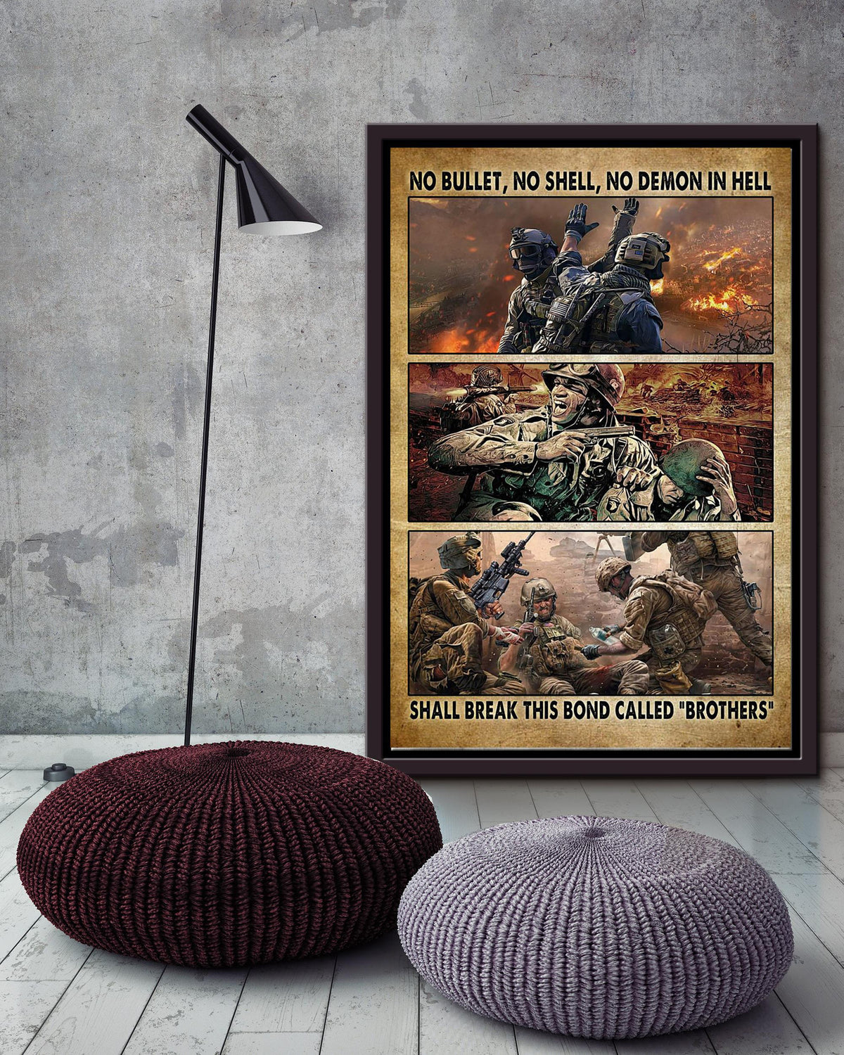 Veteran No Bullet No Shell No Demon In Hell Veteran Wall Art Gift For Peace Activist Soldier Framed Canvas Framed Prints, Canvas