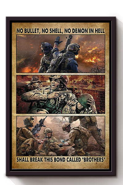 Veteran No Bullet No Shell No Demon In Hell Veteran Wall Art Gift For Peace Activist Soldier Framed Canvas Framed Prints, Canvas