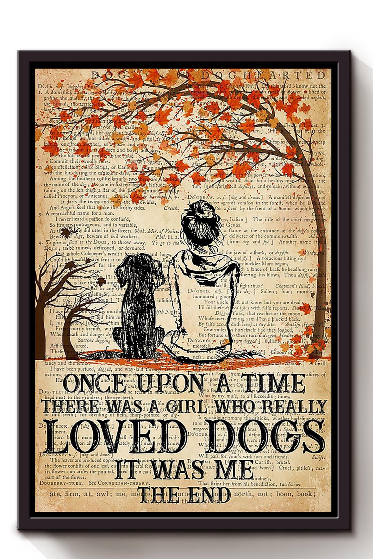 Once Upon A Time Girl Loved Dogs Gift For Dog Lover Dog Groomer Poodle Lover Framed Canvas