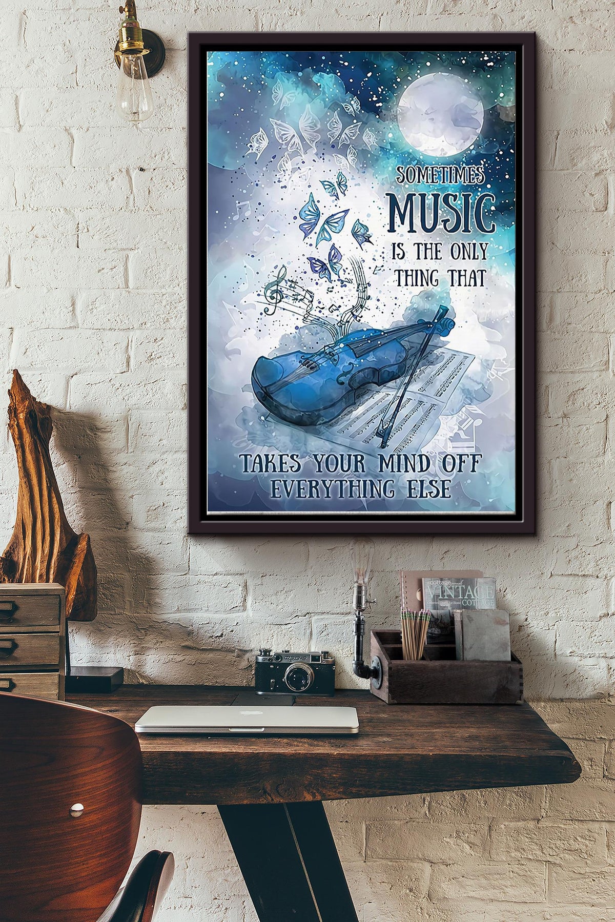 Sometimes Music Is The Only Thing That Takes Your Mind Off Everything Else Violin Poster Framed Matte Canvas