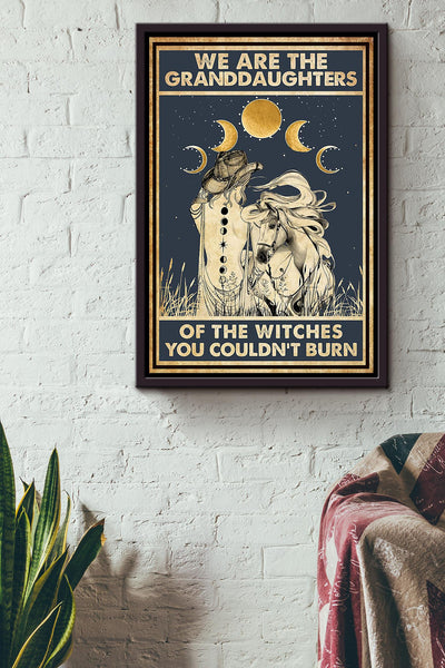 We Are Granddaughter Witch Cowgirl Halloween Wall Decor Gift For Pumpkin Carving Ideas Halloween Decorations Haunted Houses Framed Canvas
