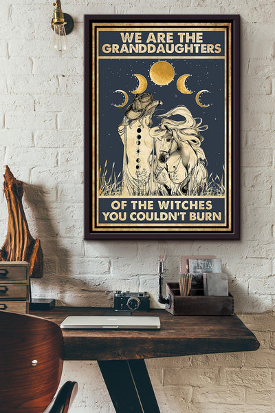 We Are Granddaughter Witch Cowgirl Halloween Wall Decor Gift For Pumpkin Carving Ideas Halloween Decorations Haunted Houses Framed Canvas