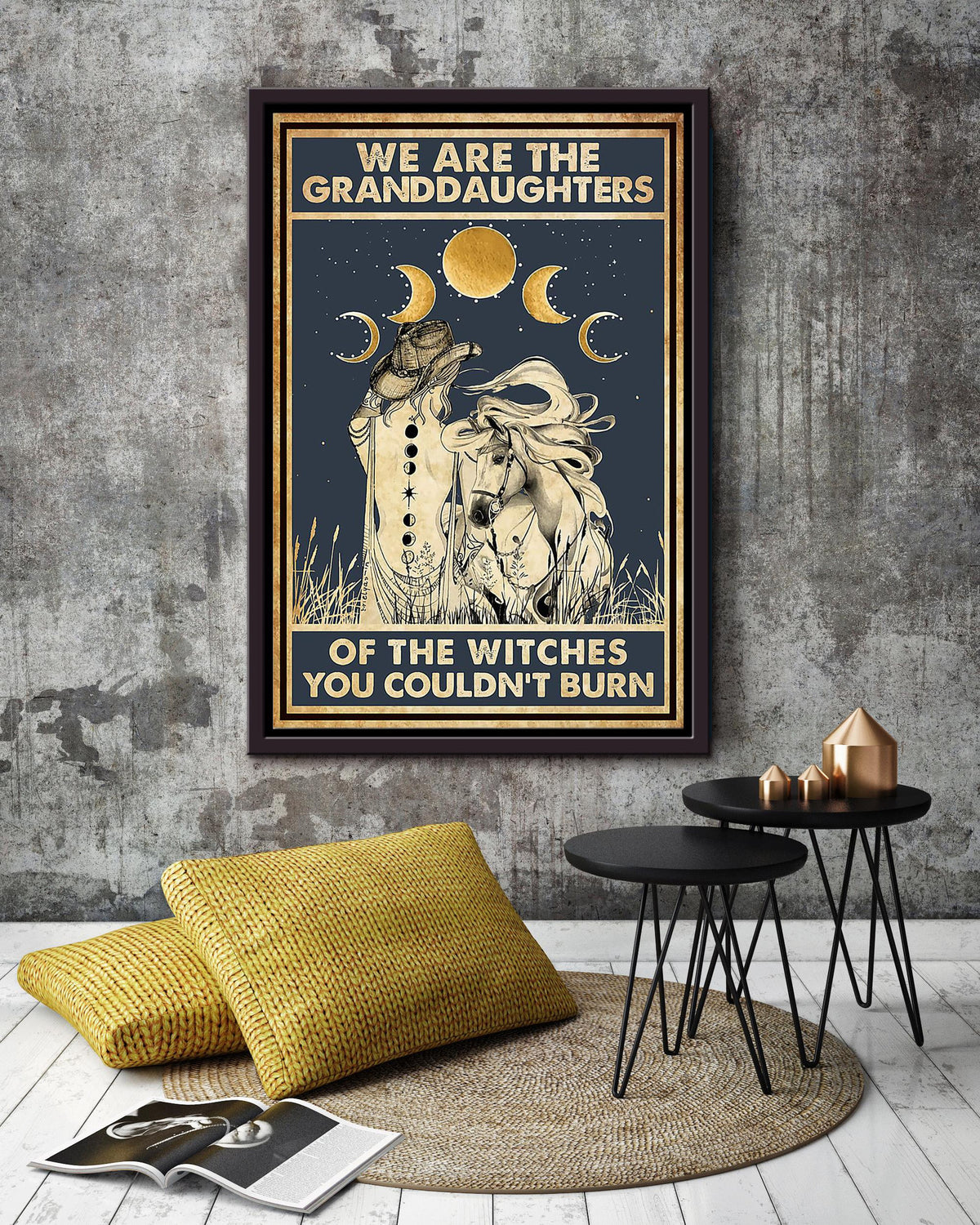 We Are Granddaughter Witch Cowgirl Halloween Wall Decor Gift For Pumpkin Carving Ideas Halloween Decorations Haunted Houses Framed Canvas