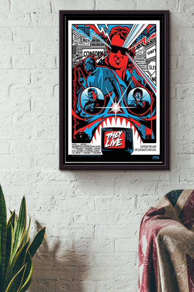 They Live Minimalist Print Poster Framed Matte Canvas