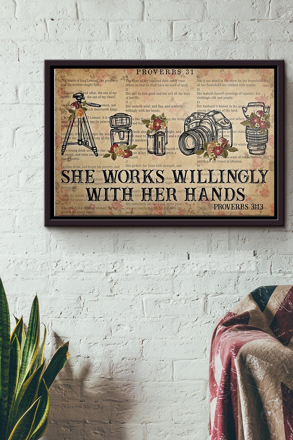 Photography She Works Willingly With Her Hands Poster n Framed Matte Canvas