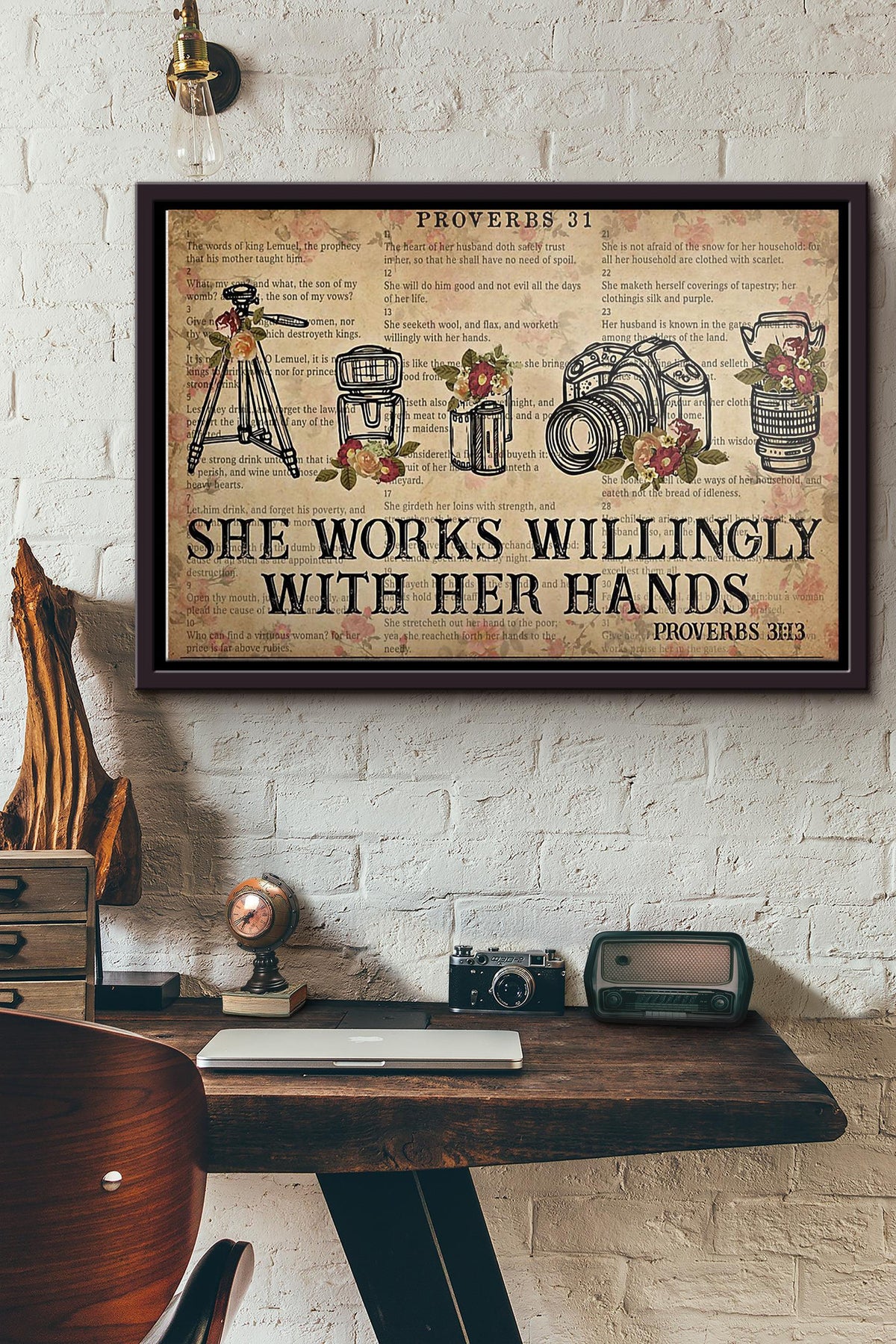 Photography She Works Willingly With Her Hands Poster n Framed Matte Canvas