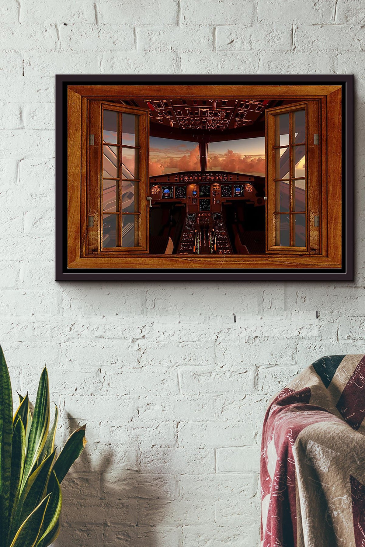 Window Pilot View Poster n Framed Matte Canvas