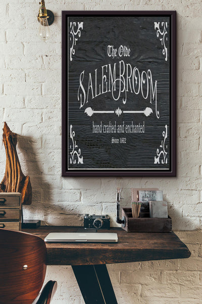 Old Salem Broom Halloween Custom Print Canvas Wall Art Poster Anniversary Birthday Christmas Housewarming Gift Home Decor Framed Matte Canvas Framed Prints, Canvas