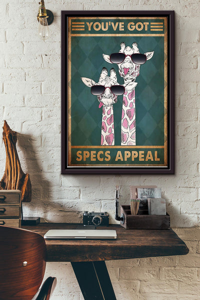 Youve Got Specs Appeal Two Giraffes Poster Framed Matte Canvas