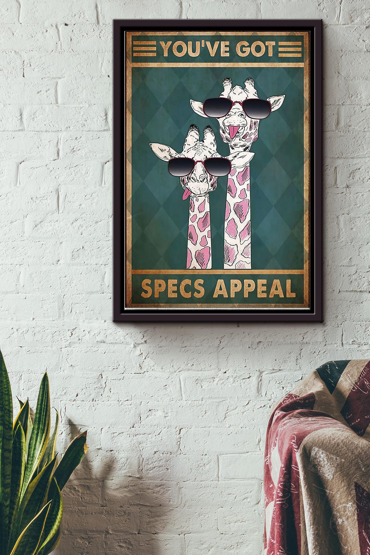 Youve Got Specs Appeal Two Giraffes Poster Framed Matte Canvas